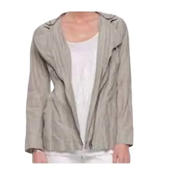Eileen Fisher Beige Metallic Rumpled Cotton Blend Lightweight Jacket Size 1X - Picture 1 of 11